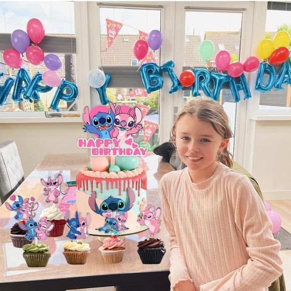 NWT LILO & Stitch Birthday Party Backdrop Decorations Balloons Cake Topper - Picture 4 of 13